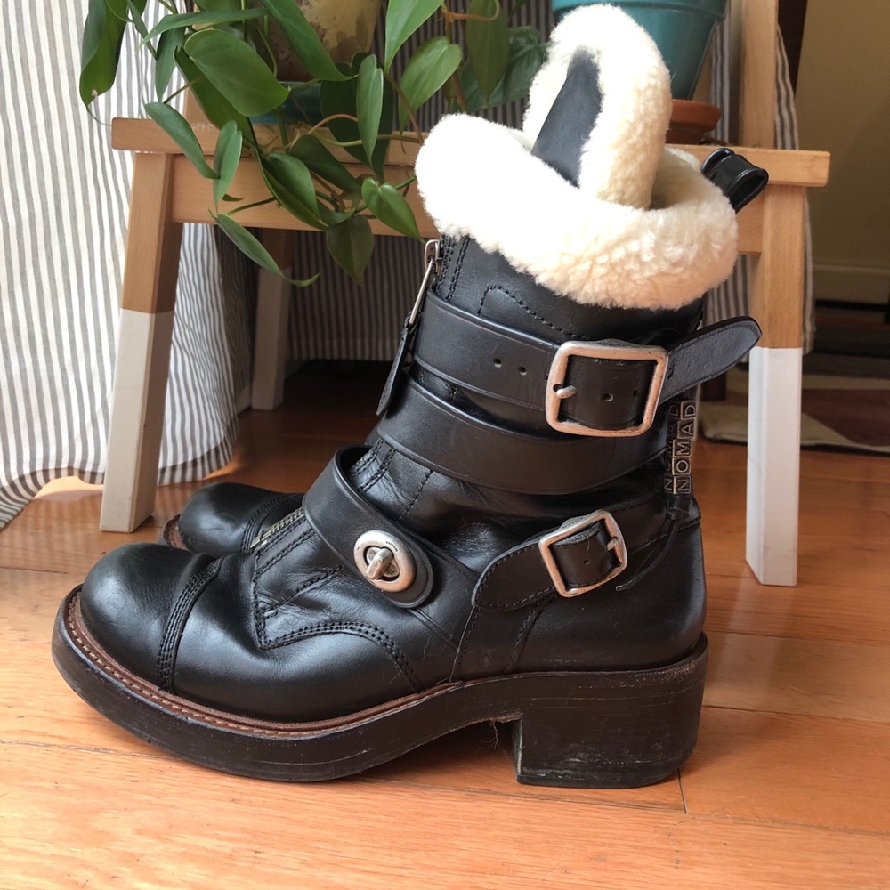 Coach Zip Moto Boots w/ shearling